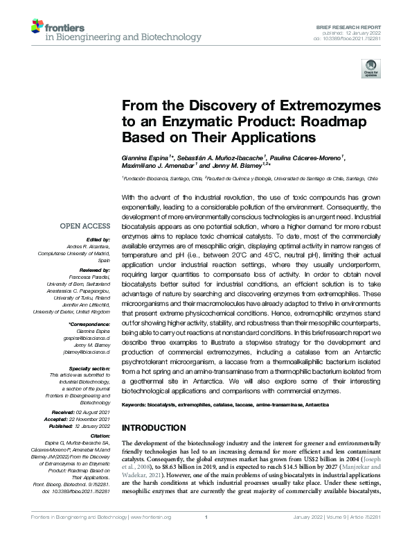 (PDF) From the Discovery of Extremozymes to an Enzymatic Product ...