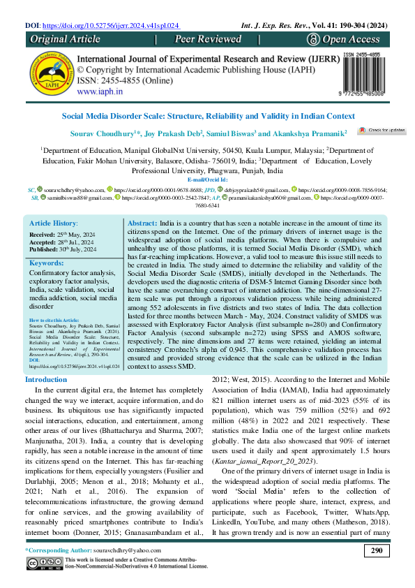 (PDF) Social Media Disorder Scale: Structure, Reliability and Validity ...