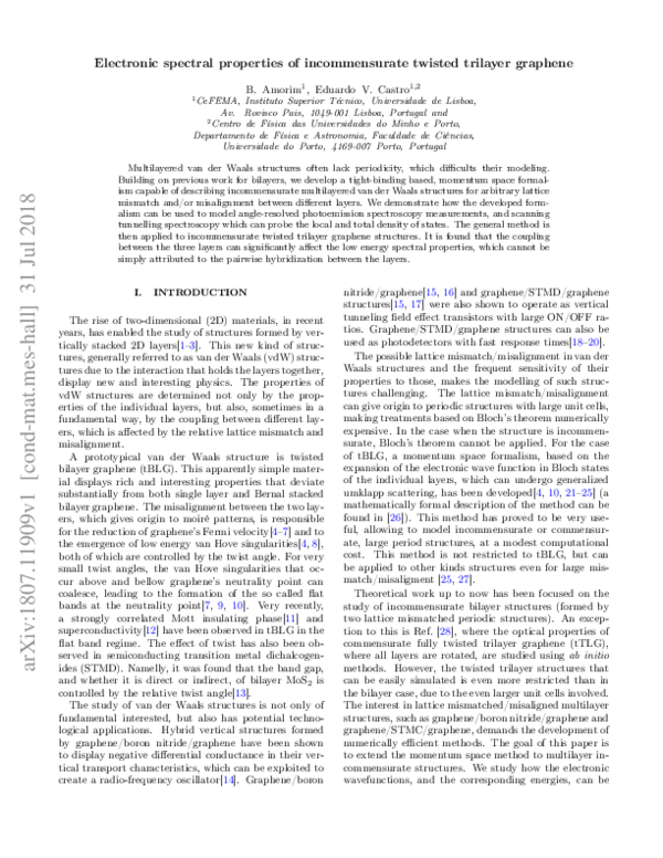 (PDF) Electronic spectral properties of incommensurate twisted trilayer ...