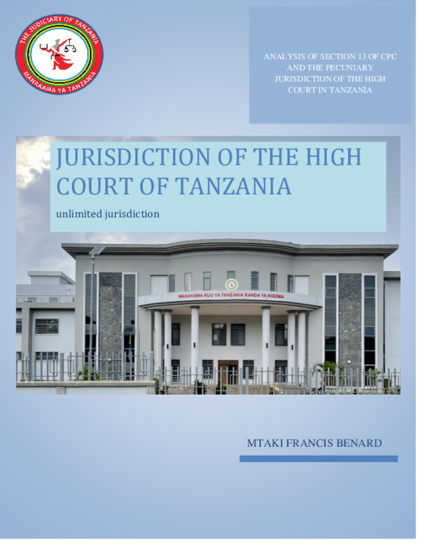 (PDF) ANALYSIS OF SECTION 13 OF CPC AND THE PECUNIARY JURISDICTION OF ...