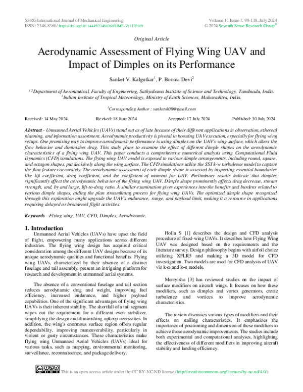 (PDF) Aerodynamic Assessment of Flying Wing UAV and Impact of Dimples ...