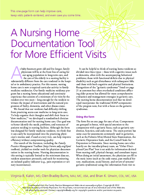 (PDF) A nursing home documentation tool for more efficient visits