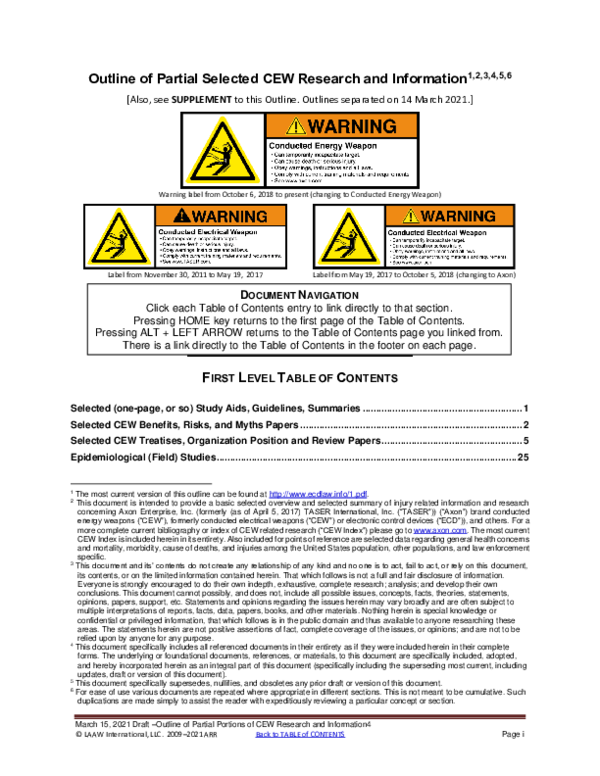 (PDF) Outline of Partial Selected CEW Research and Information