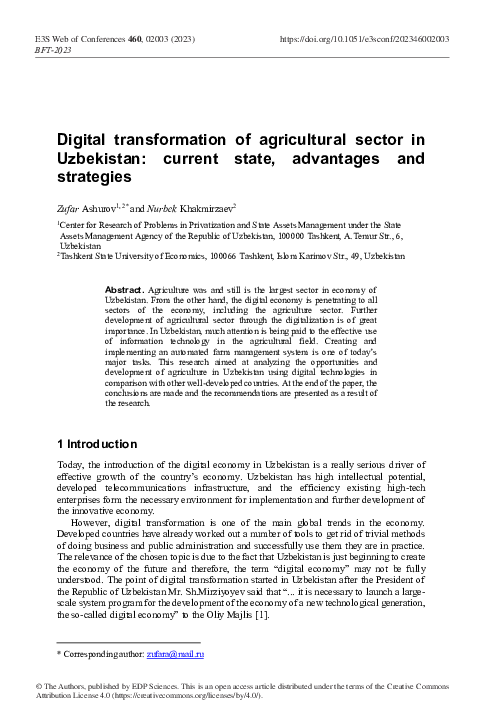 (PDF) Digital Transformation of the Agricultural Sector: Pathways ...
