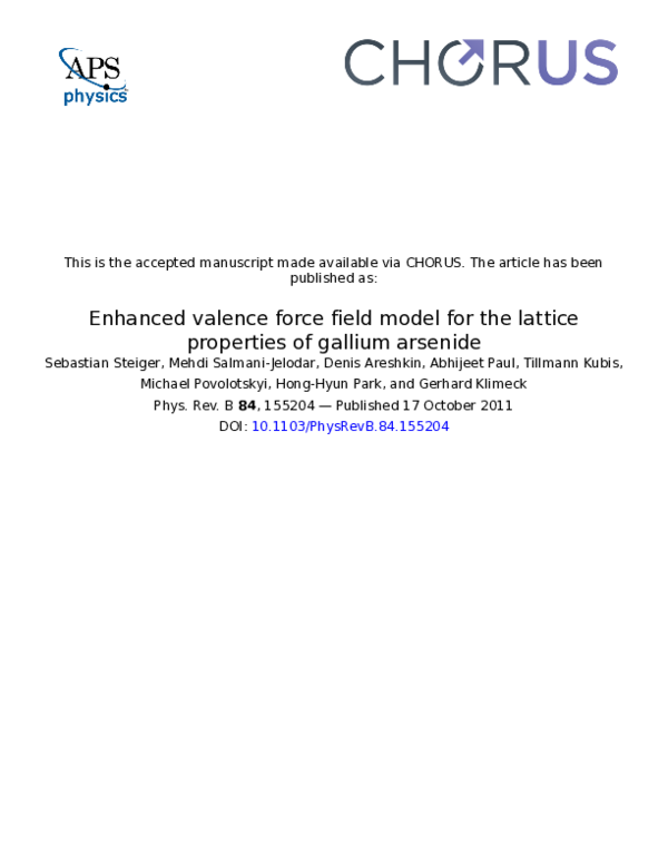 (PDF) Enhanced valence force field model for the lattice properties of ...