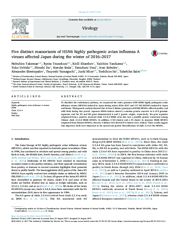 (PDF) Five distinct reassortants of H5N6 highly pathogenic avian ...