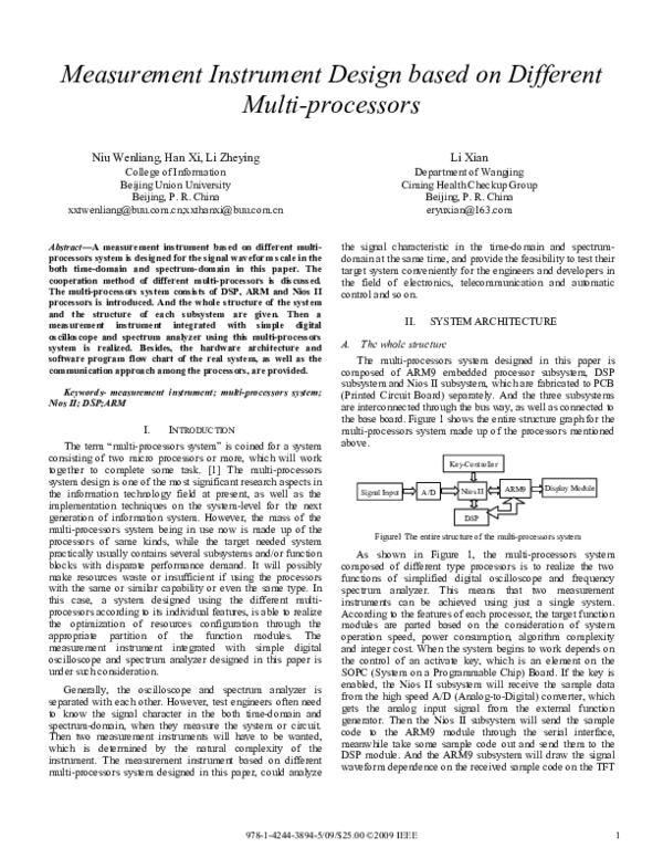 (PDF) Measurement Instrument Design Based on Different Multi-Processors