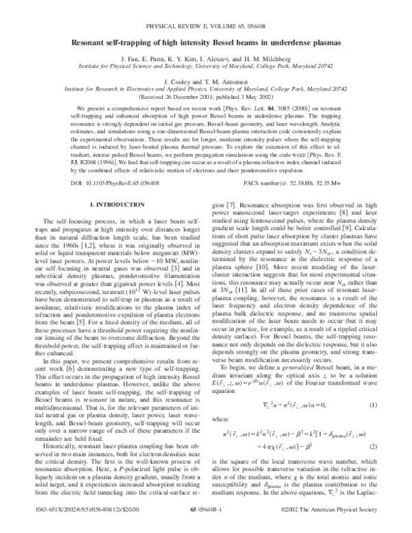 (PDF) Resonant self-trapping of high intensity Bessel beams in ...