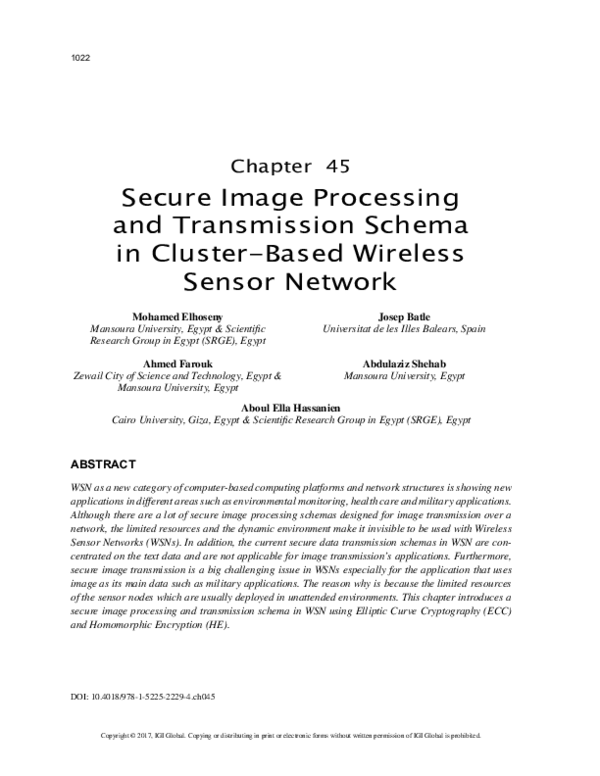 (PDF) Secure Image Processing and Transmission Schema in Cluster-Based ...
