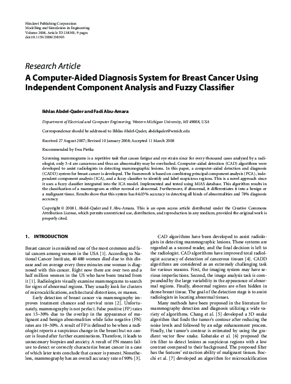(PDF) A Computer Aided Diagnosis System for Breast Cancer Using Support ...