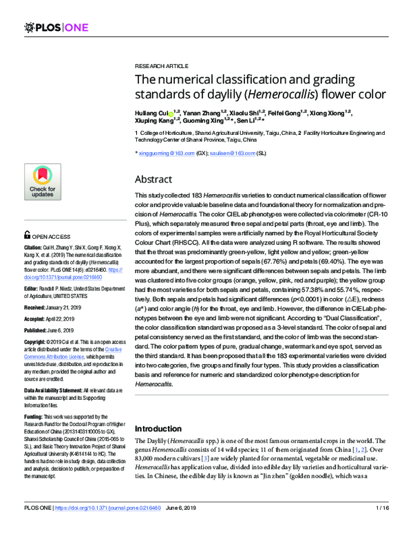(PDF) The numerical classification and grading standards of daylily ...