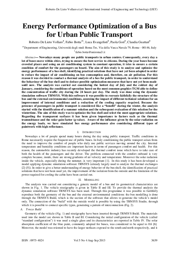 (PDF) Energy Performance Optimization of a Bus for Urban Public Transport