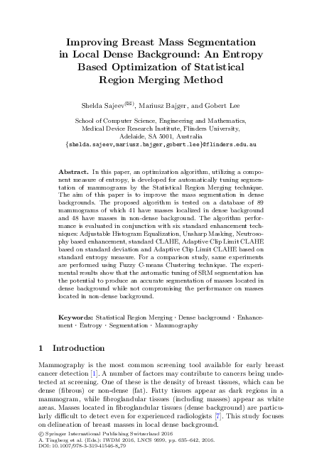 (PDF) Improving Breast Mass Segmentation in Local Dense Background: An ...