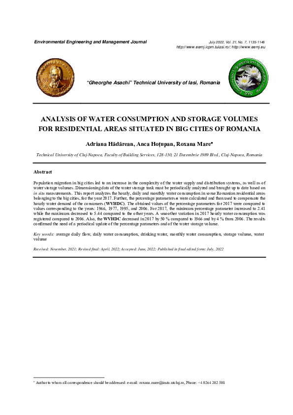(PDF) Analysis of Water Consumption and Storage Volumes for Residential ...