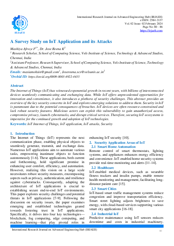 (PDF) A Survey Study on IoT Application and its Attacks