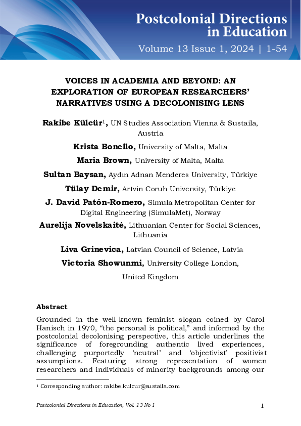 (PDF) VOICES IN ACADEMIA AND BEYOND: AN EXPLORATION OF EUROPEAN ...