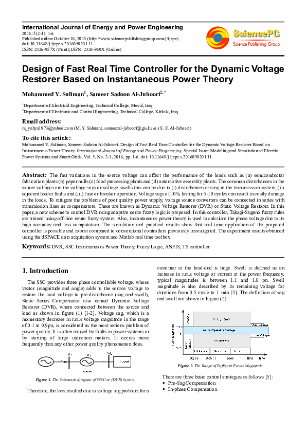 (PDF) Design of Fast Real Time Controller for the Dynamic Voltage ...