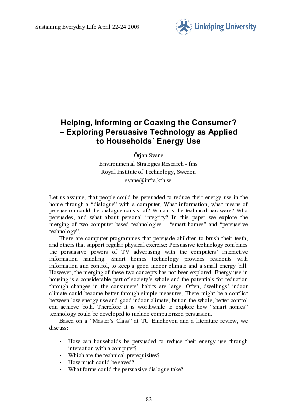 (PDF) Helping, Informing or Coaxing the Consumer? Exploring Persuasive ...