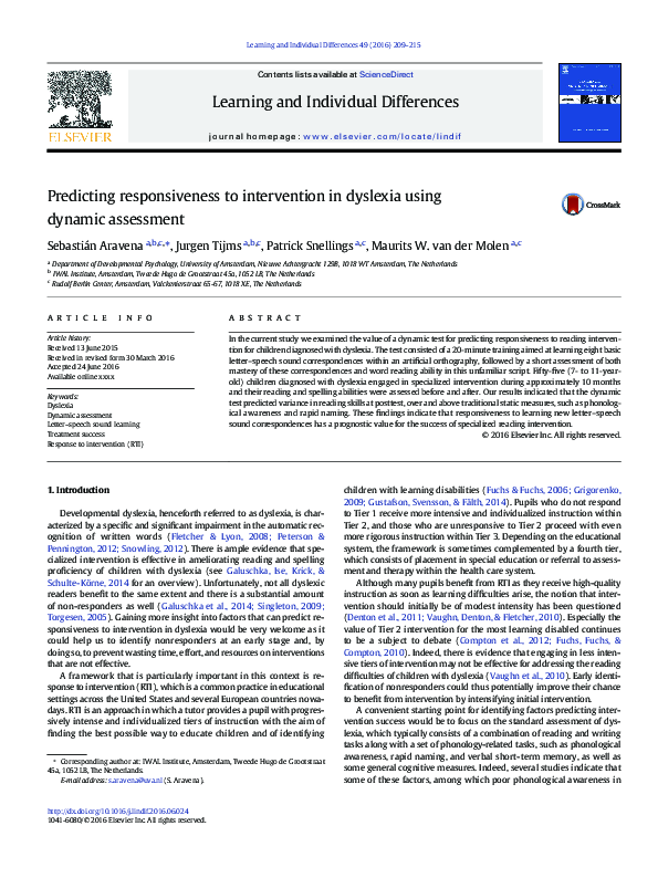 (PDF) Predicting responsiveness to intervention in dyslexia using ...