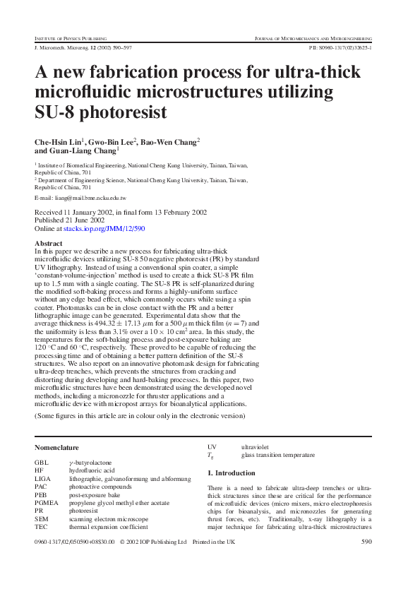 (PDF) A new fabrication process for ultra-thick microfluidic ...