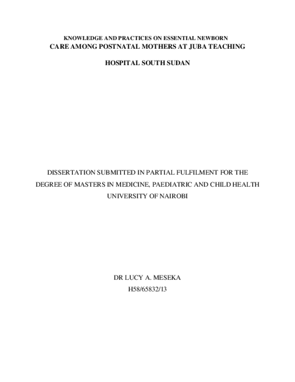 (PDF) Knowledge and practices on essential newborn care among postnatal ...