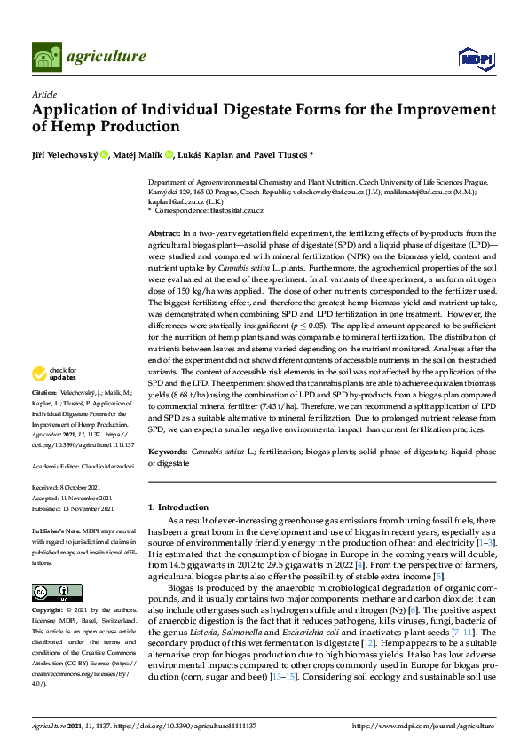 (PDF) Application of Individual Digestate Forms for the Improvement of ...