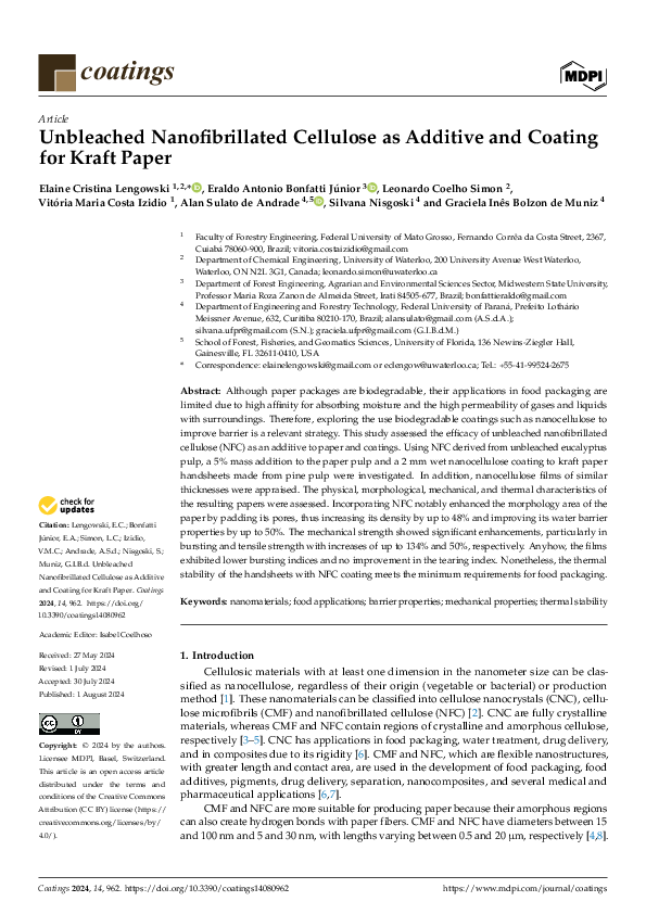 (PDF) Unbleached Nanofibrillated Cellulose as Additive and Coating for ...