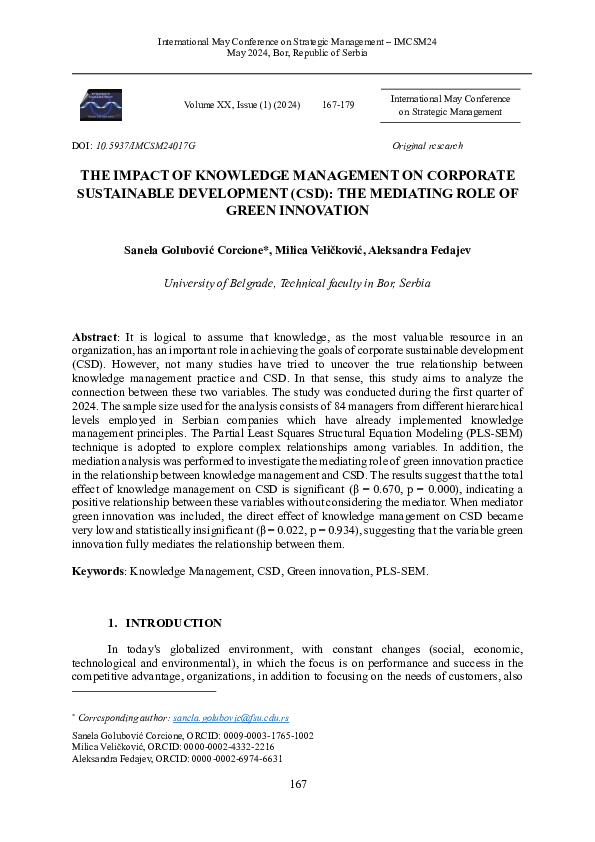 (PDF) The impact of knowledge management on corporate sustainable ...