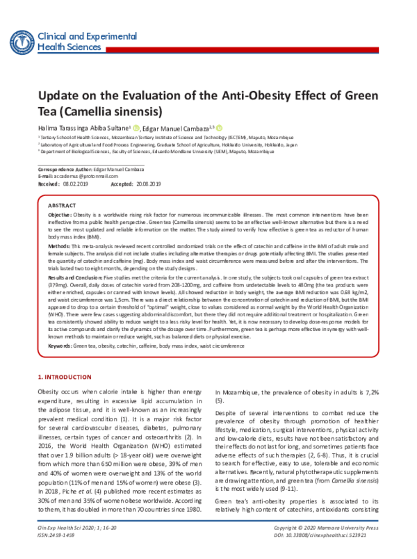(PDF) Update on the Evaluation of the Anti-Obesity Effect of Green Tea ...