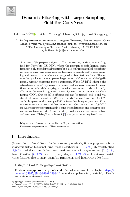 (PDF) Dynamic Filtering with Large Sampling Field for ConvNets