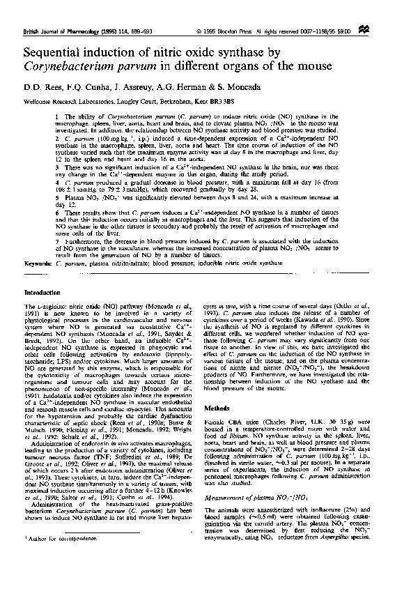 (PDF) Sequential induction of nitric oxide synthase by Corynebacterium ...