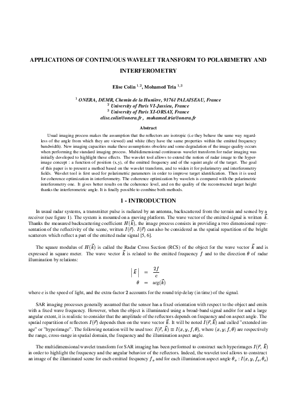 (PDF) Applications of continuous wavelet transforms on ice load signals