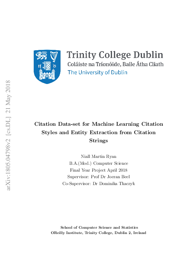 (PDF) Citation Data-set for Machine Learning Citation Styles and Entity ...