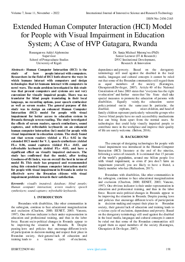 (PDF) Extended Human Computer Interaction (HCI) Model for People with ...
