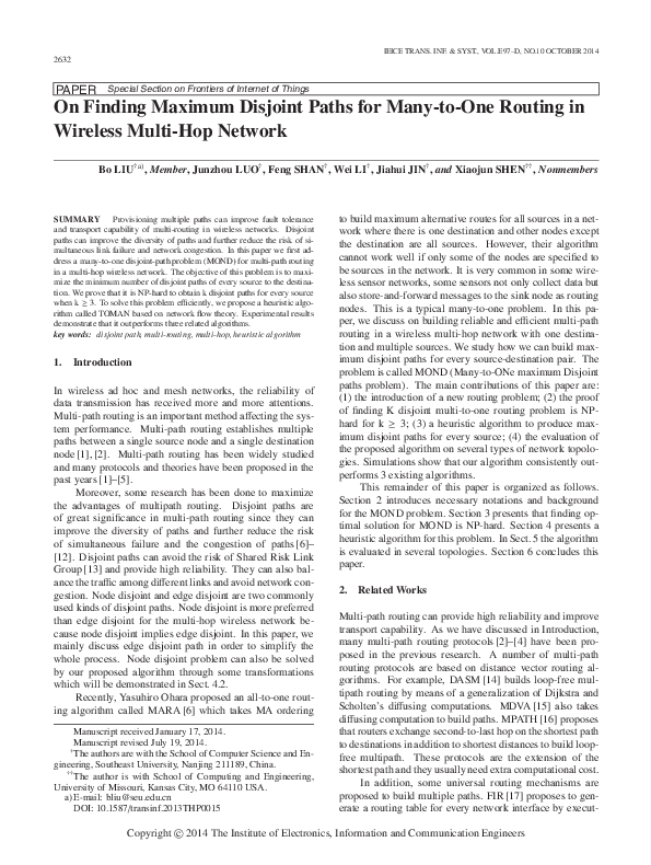 (PDF) On Finding Maximum Disjoint Paths for Many-to-One Routing in ...