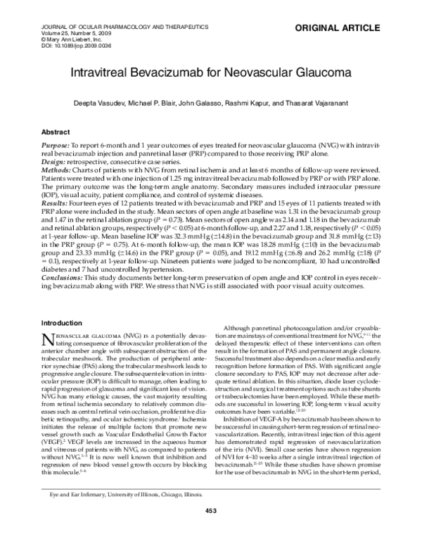 (PDF) Intravitreal bevacizumab for neovascular glaucoma
