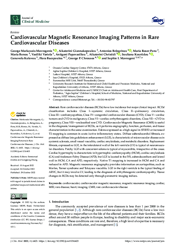 (PDF) Cardiovascular Magnetic Resonance Imaging Patterns in Rare ...
