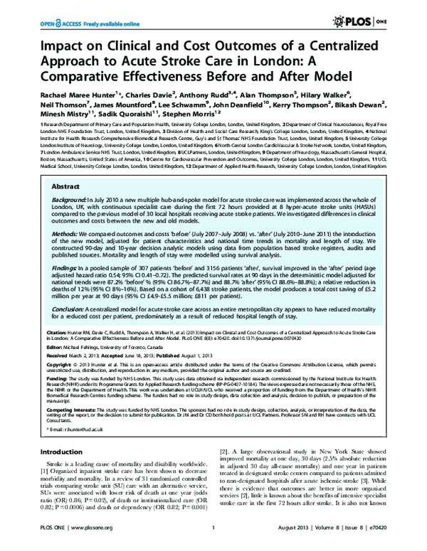 (PDF) Impact on Clinical and Cost Outcomes of a Centralized Approach to ...