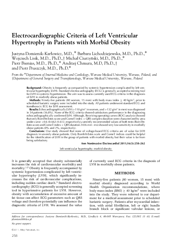 (PDF) Electrocardiographic Criteria of Left Ventricular Hypertrophy in ...