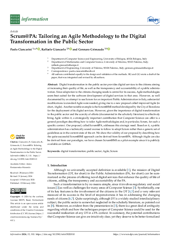 (PDF) Scrum@PA: Tailoring an Agile Methodology to the Digital ...