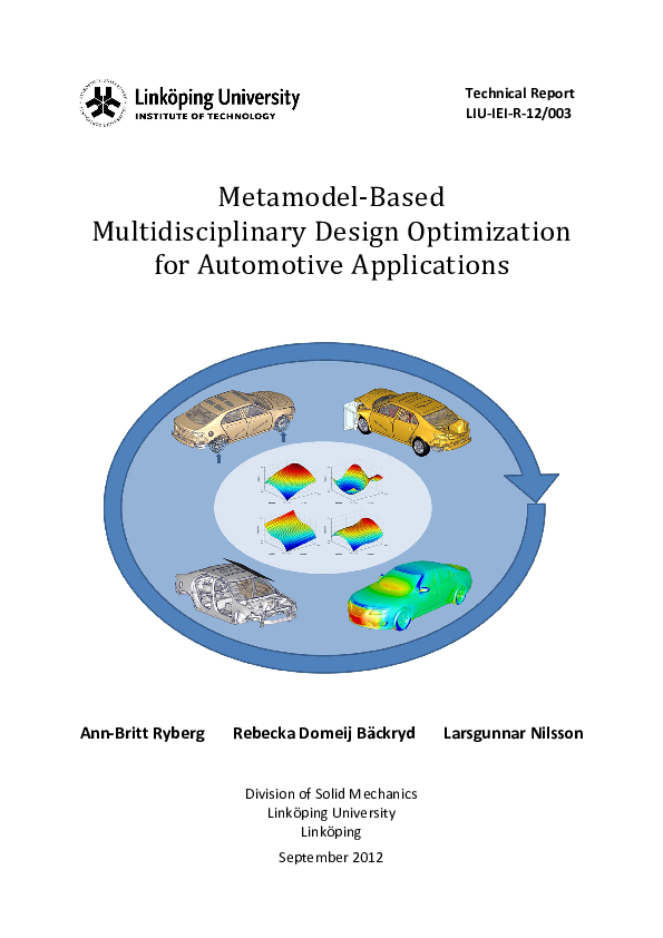 (PDF) Metamodel-Based Multidisciplinary Design Optimization for ...