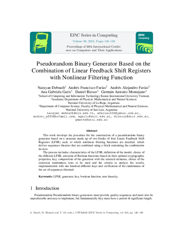 (PDF) Pseudorandom Binary Generator Based on the Combination of Linear ...