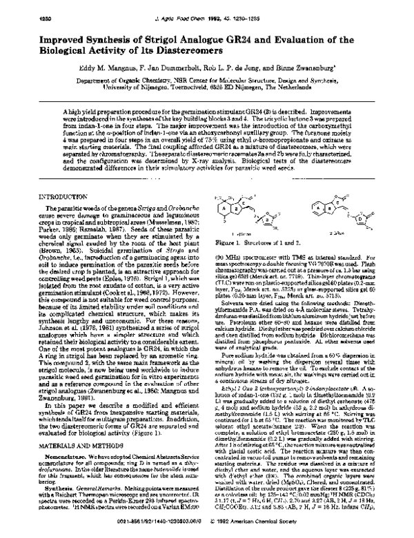 (PDF) Improved synthesis of strigol analog GR24 and evaluation of the ...