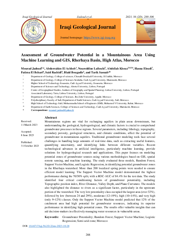 (PDF) Assessment of Groundwater Potential in a Mountainous Area Using ...