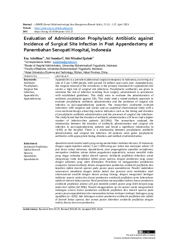 (PDF) Evaluation of Administration Prophylactic Antibiotic against ...