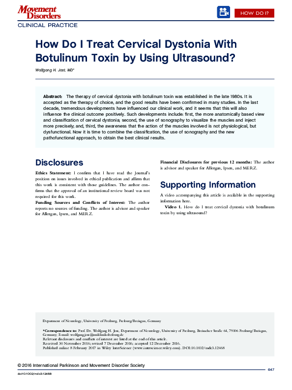 (PDF) How Do I Treat Cervical Dystonia With Botulinum Toxin by Using ...