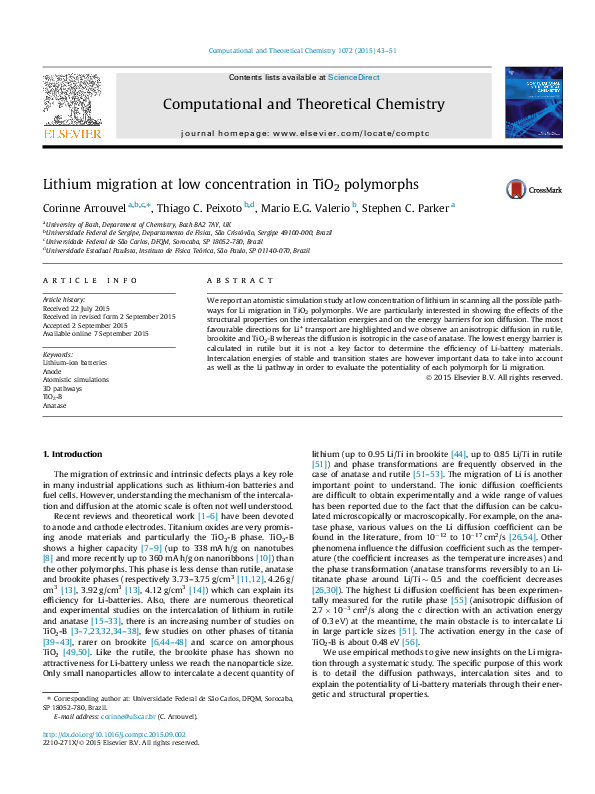 (PDF) Lithium migration at low concentration in TiO 2 polymorphs