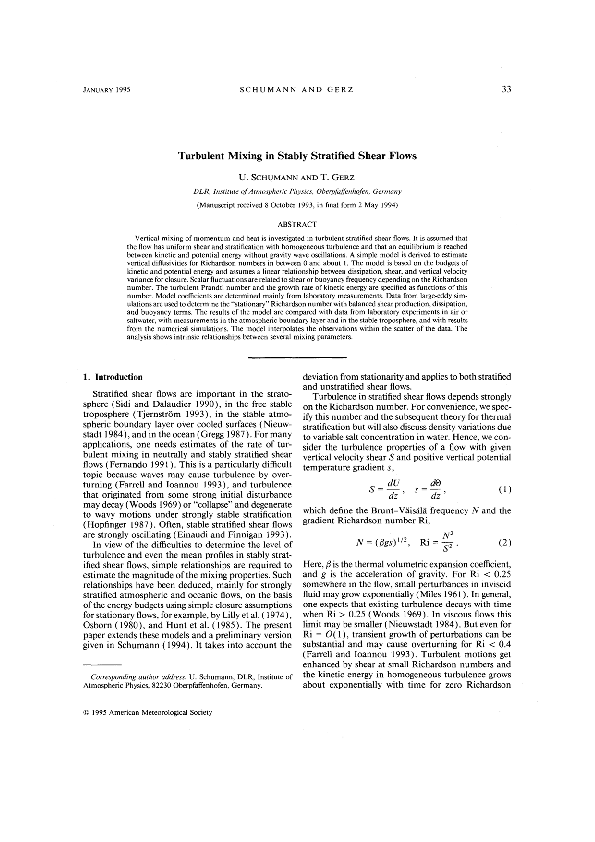 (PDF) Turbulent Mixing in Stably Stratified Shear Flows