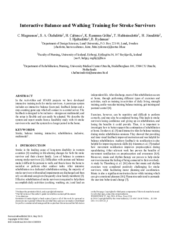 (PDF) Interactive Balance and Walking Training for Stroke Survivors
