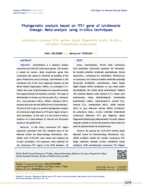 (PDF) Phylogenetic analysis based on ITS1 gene of Leishmania lineage ...